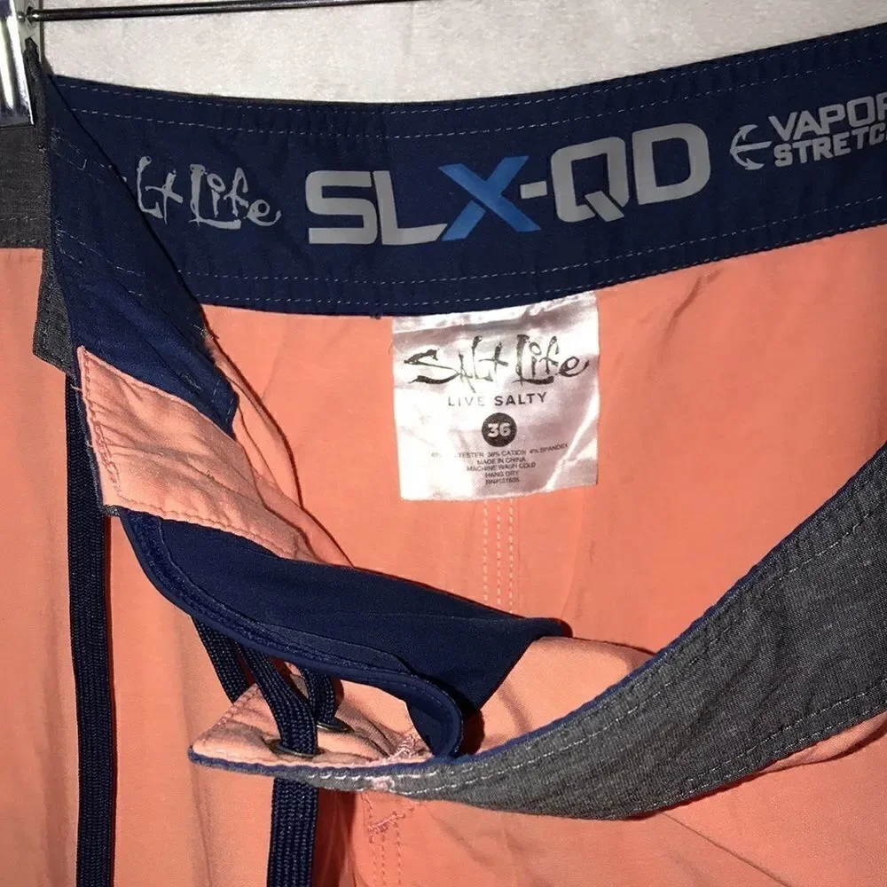 Salt Life Men's Vapor‎ Short Drawstring Waist Orange Boardshort Size 36